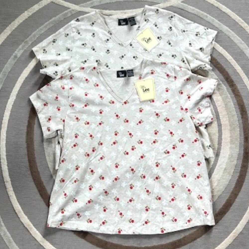 Vintage NWT Ms. Lee Short Sleeve Floral Design Shirts Set Of 2 Size 1X